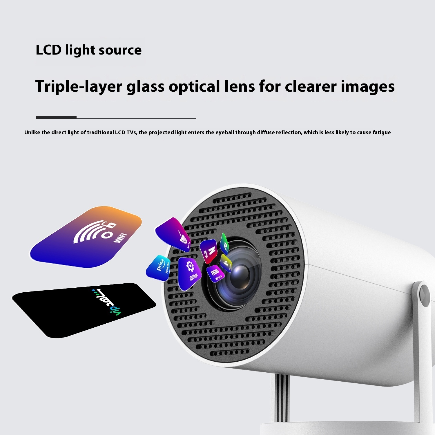 Portable Projector Small Straight Projector For Home Use 180 Degrees Projection Angle Automatic Focus Home Video Projector - Image 3
